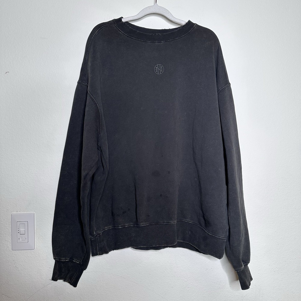 Ninth Hall Fundamentals crewneck Sweatshirt Mens Size L Dark Gray Distressed Box
